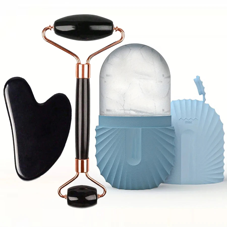 Rouleau de Glace Visage & Plaque Gua Sha - Set Soin du Visage