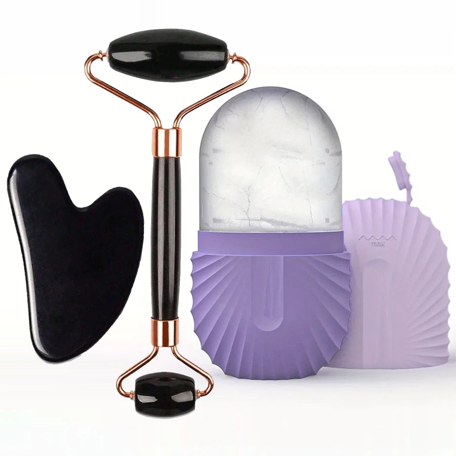 Rouleau de Glace Visage & Plaque Gua Sha - Set Soin du Visage