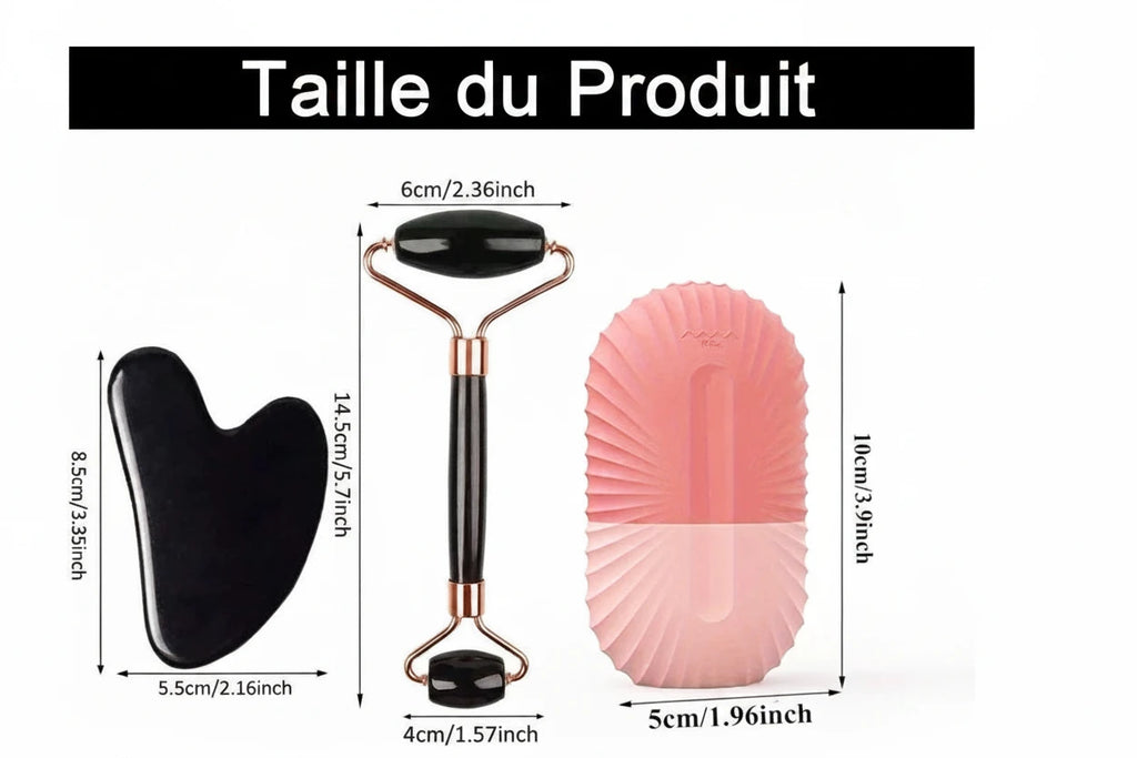 Rouleau de Glace Visage & Plaque Gua Sha - Set Soin du Visage
