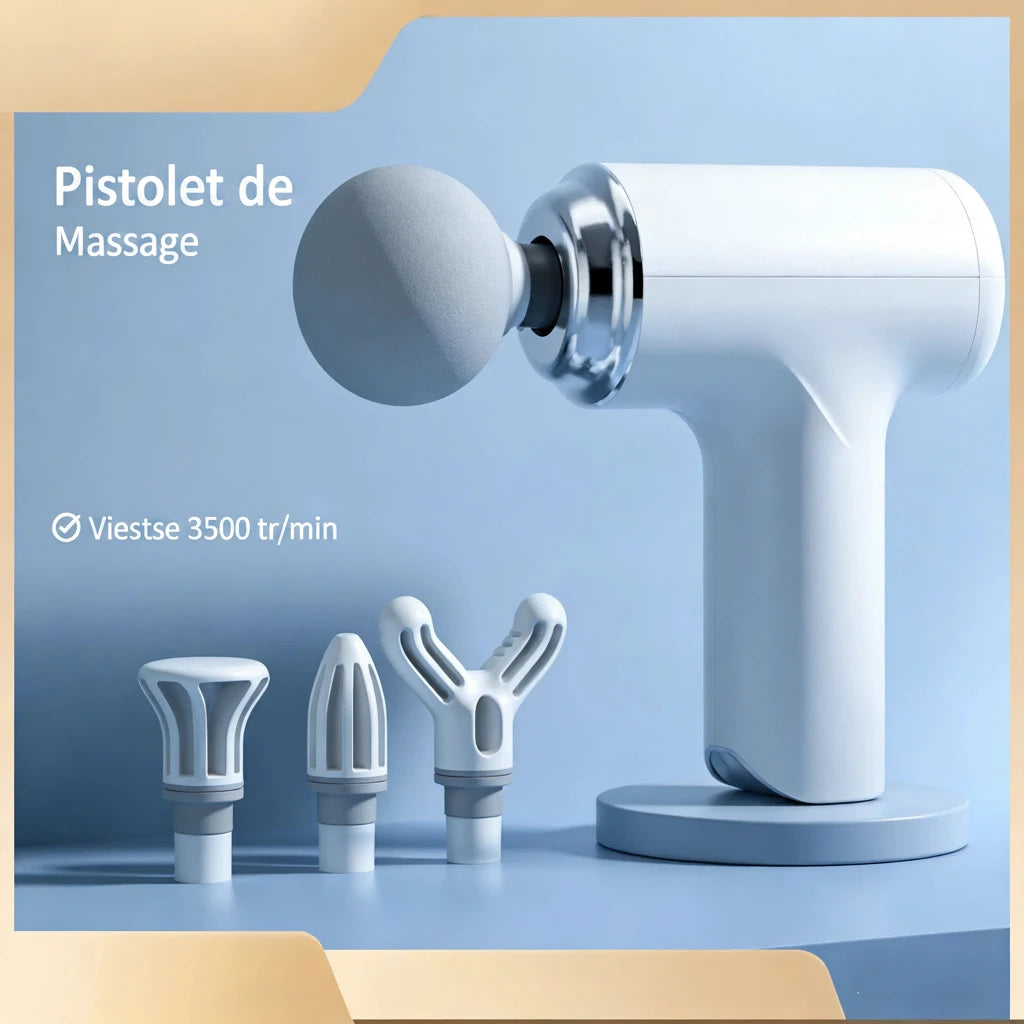 Pistolet de massage percussion - têtes interchangeables
