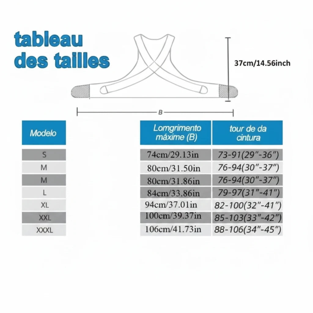 Ceinture de maintien lombaire - tailles disponibles
