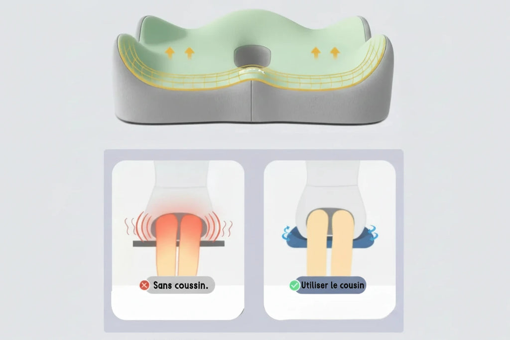 Coussin de Siège en Mousse à Mémoire de Forme - Support Ergonomique 3D