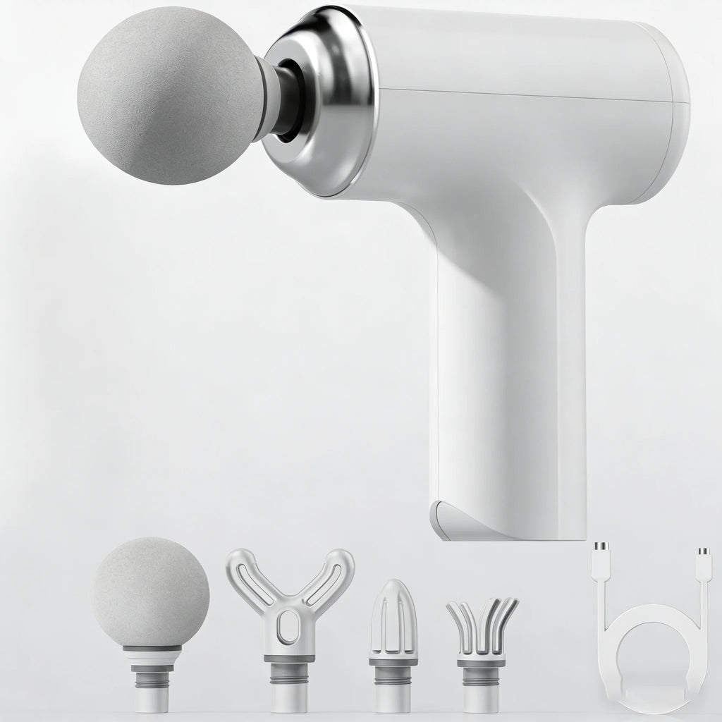 Pistolet de massage percussion avec 4 têtes et écran LED
